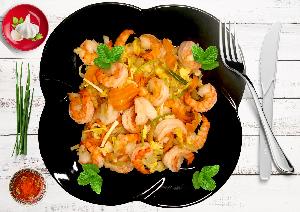 Crevettes aux legumes