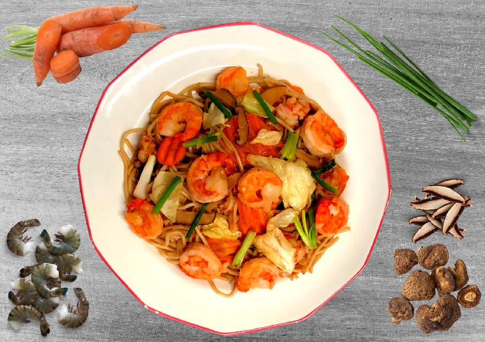 Nouilles sautées aux crevettes