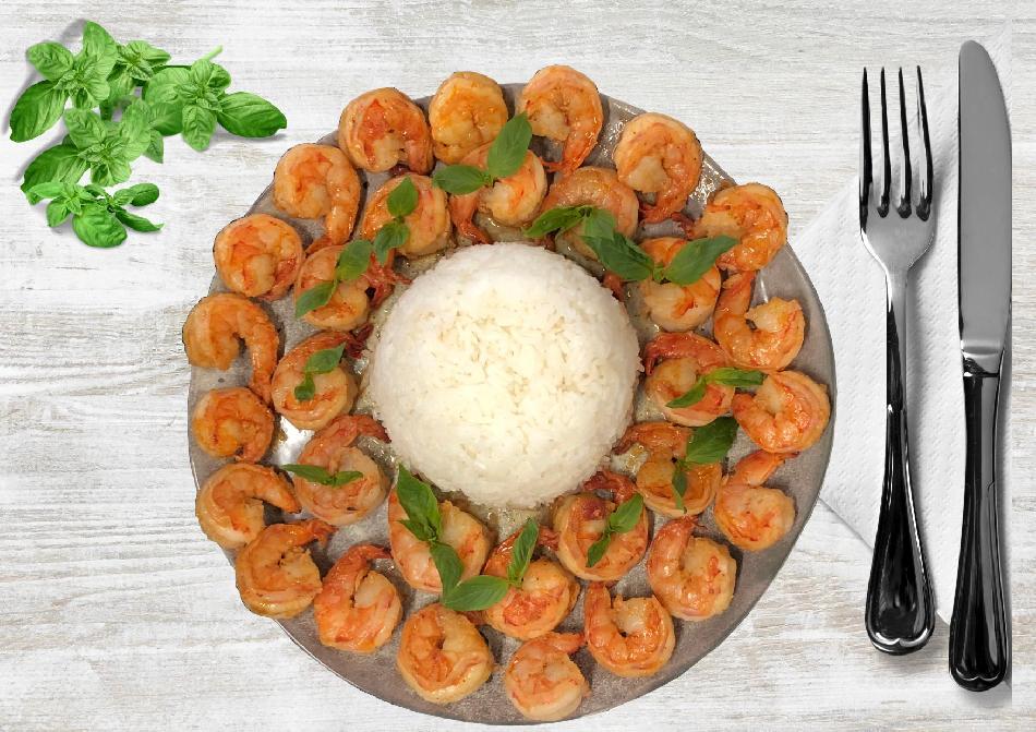 Crevettes sautées au basilic thaï