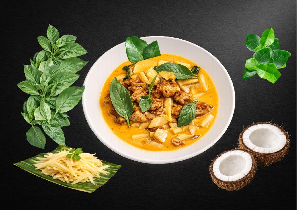 Porc au bambou et au curry vert