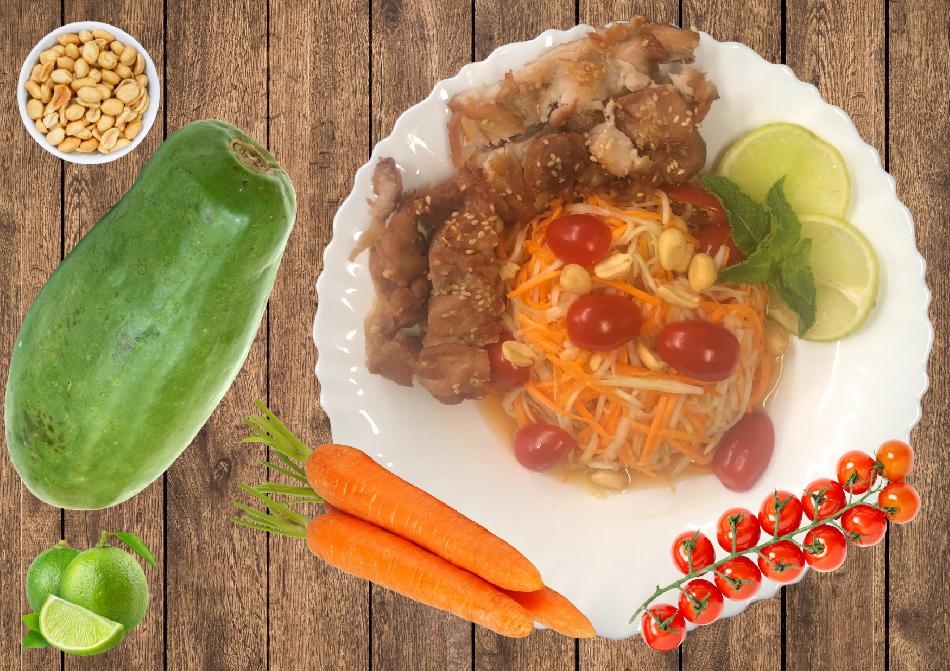 Salade de papaye au poulet