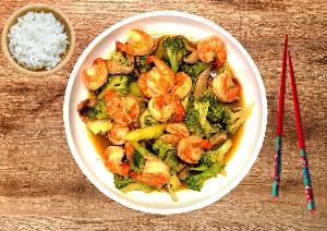 Delice de crevettes sautées aux brocolis